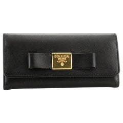 Prada Bow Flap Wallet Saffiano Leather Long