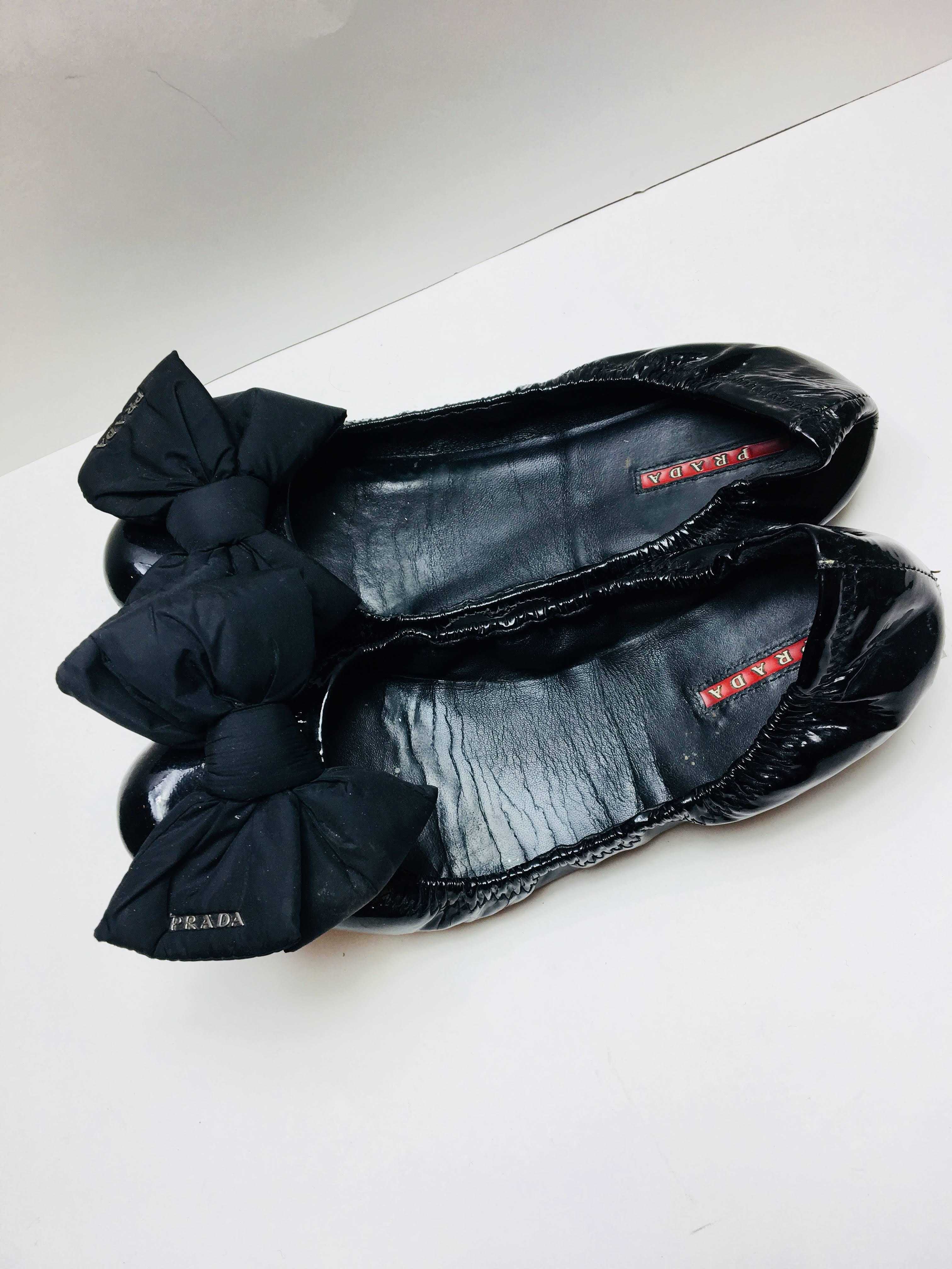 Black Prada Patent Leather Ballet Flat