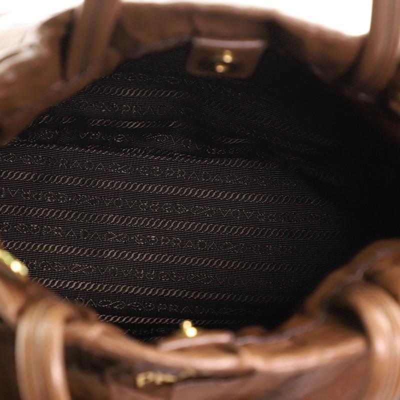 Brown Prada Bow Tie Pleated Tote Leather Medium