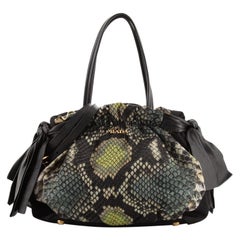 Prada Bow Tie Pleated Tote Printed Tessuto Medium
