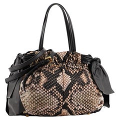 Prada Bow Tie Pleated Tote Printed Tessuto Medium