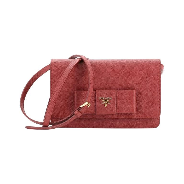 Prada Bow Wallet on Strap Saffiano Leather Small
