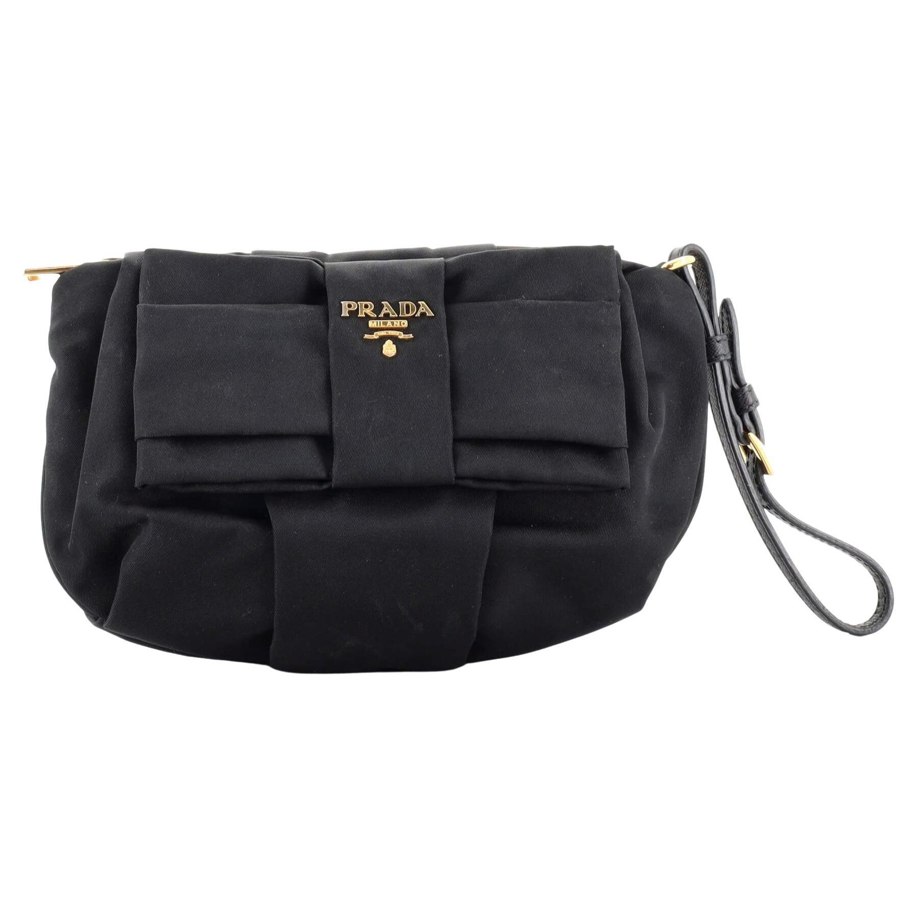 Prada Bow Wristlet Pouch Tessuto Small