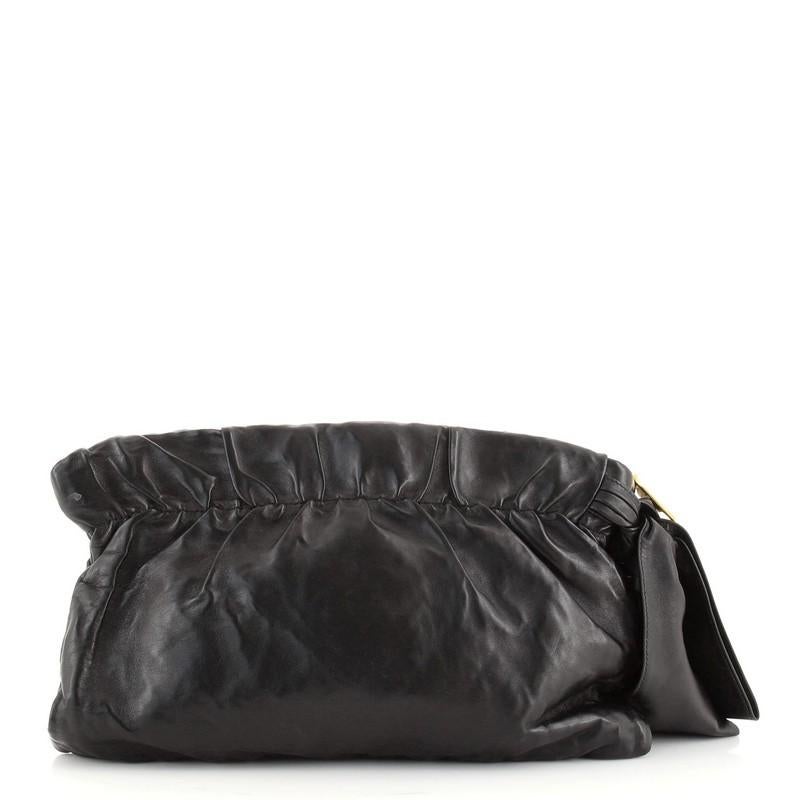 Prada Bolso con lazo y cremallera Nappa Antiguo Grande Negro