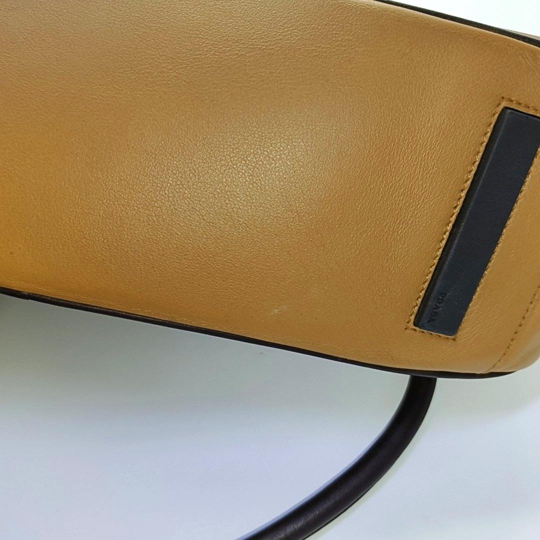 Prada bowling brown leather and suede top handle bag im Angebot 1