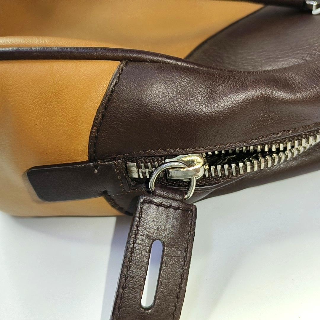 Prada bowling brown leather and suede top handle bag im Angebot 3