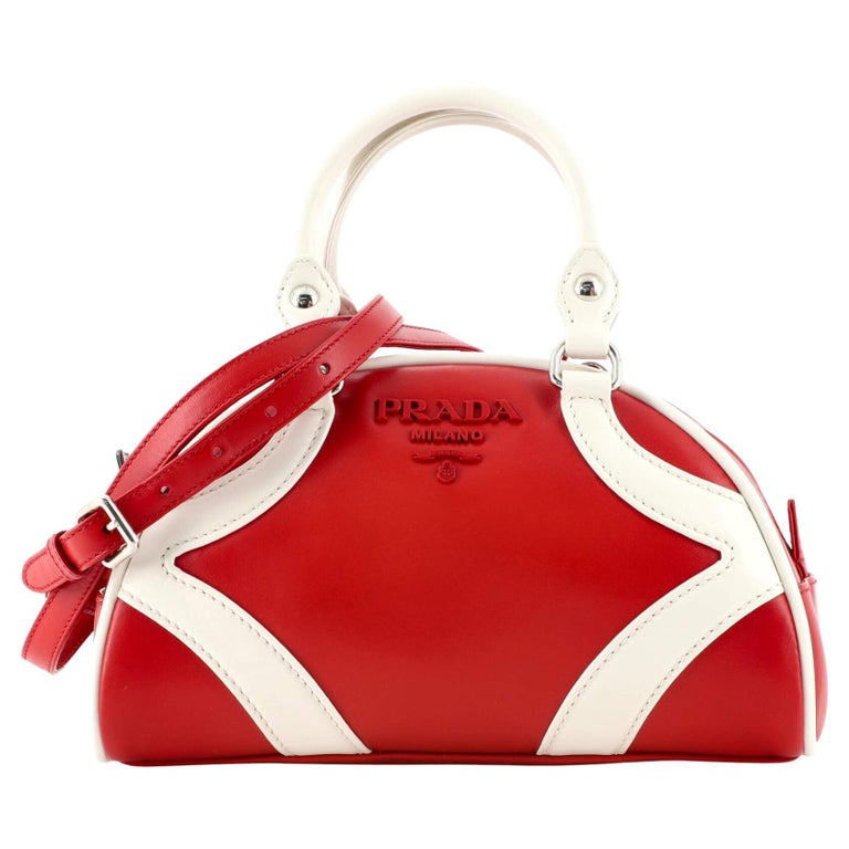 Prada Bowling Convertible Handle Bag Leather Small For Sale at 1stDibs