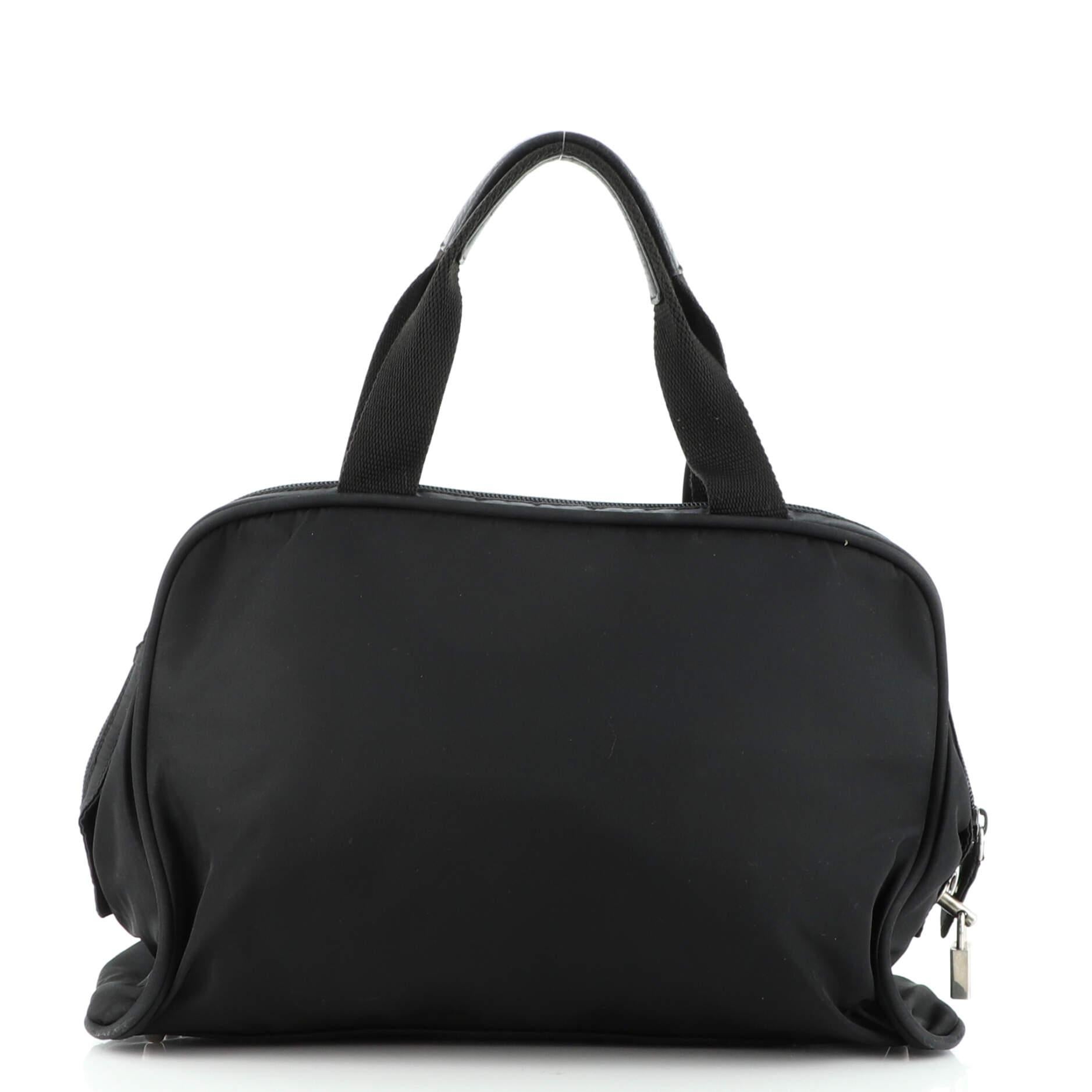 Black Prada Bowling Shoulder Bag Tessuto Medium