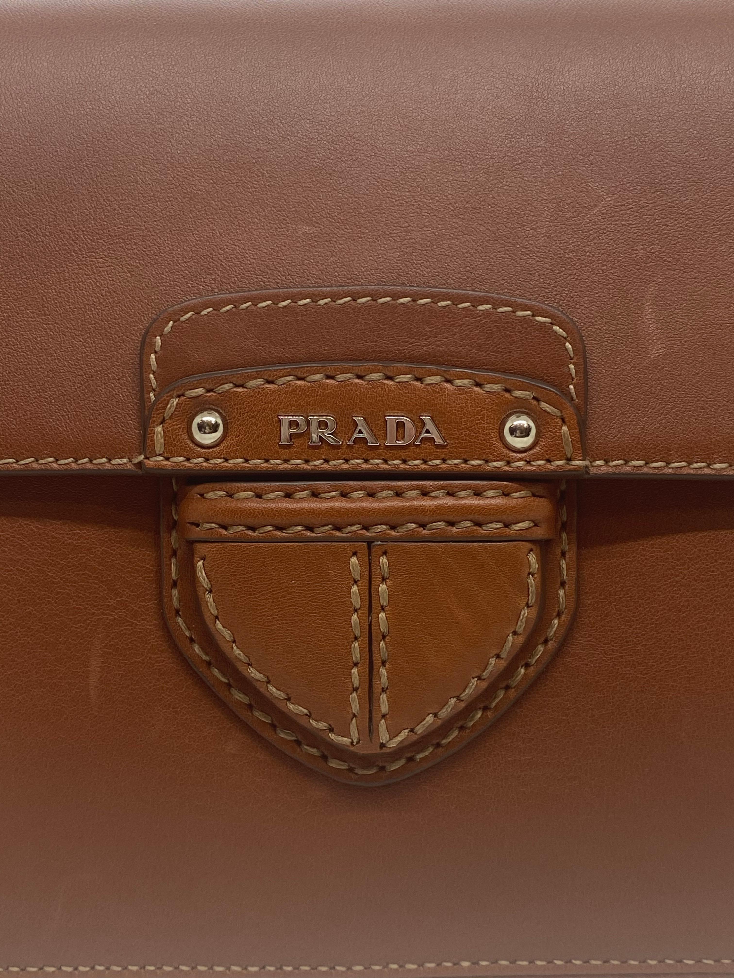 Prada Brandy City Calf Cinghiale Crossbody Flap Messenger Bag, 2011. 3