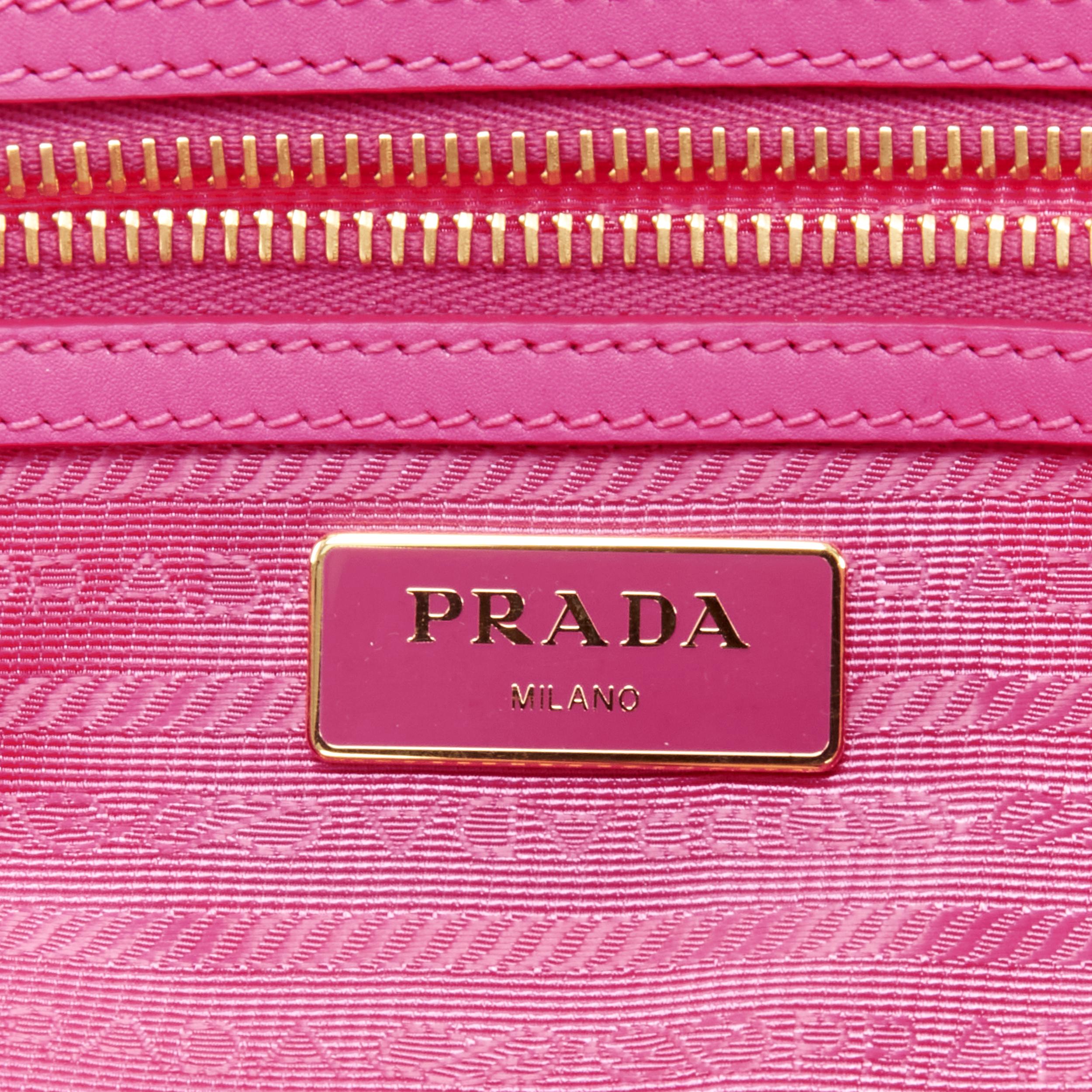 PRADA bright pink Tessuto nylon gold logo crossbody camera bag 3