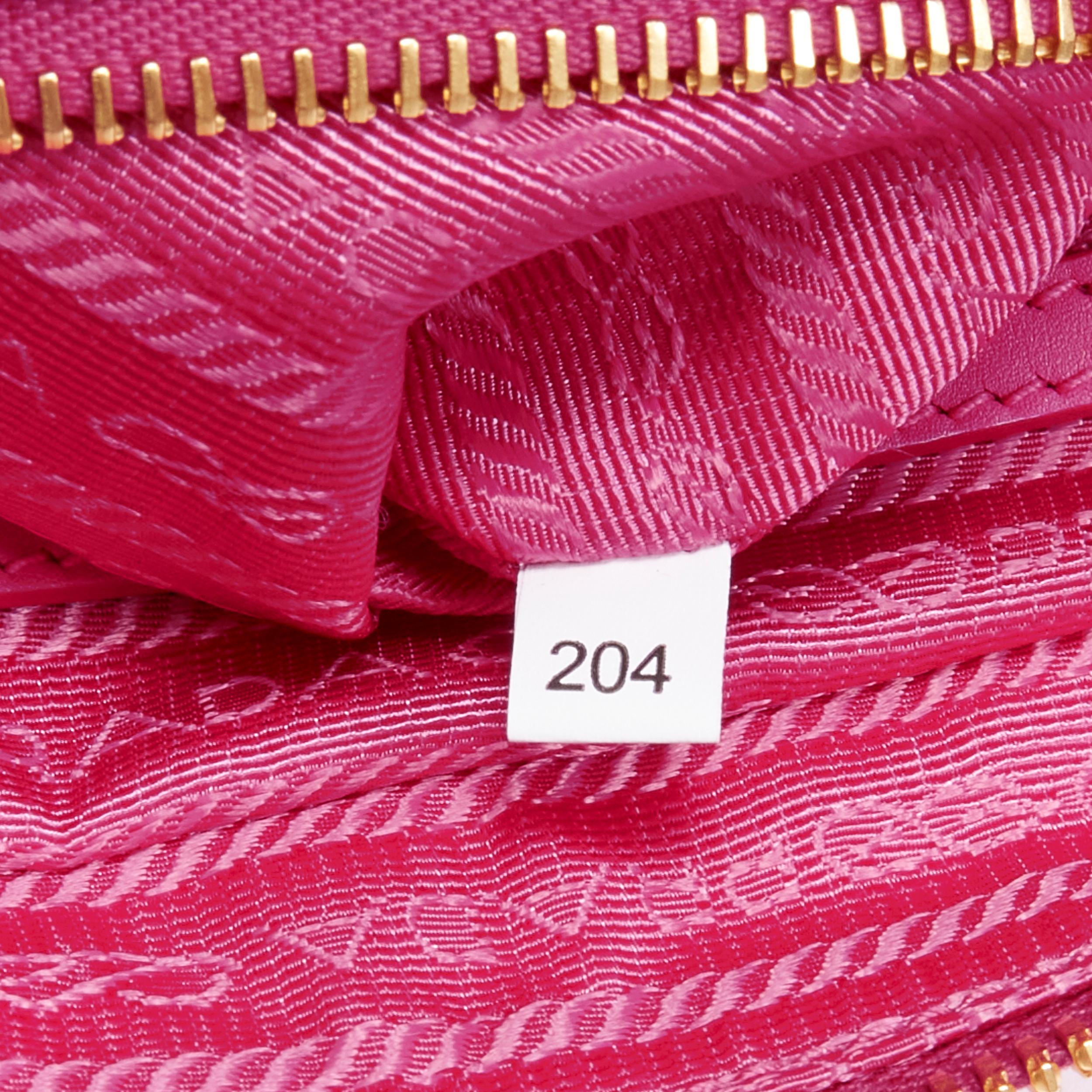 PRADA bright pink Tessuto nylon gold logo crossbody camera bag 4