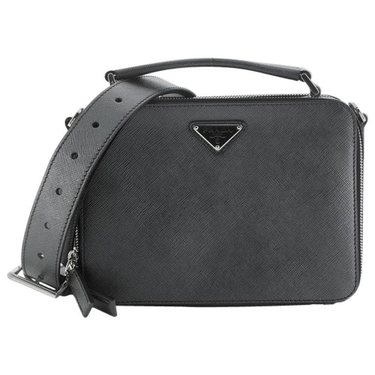 Prada Black Saffiano Leather Brique Messenger Bag Prada