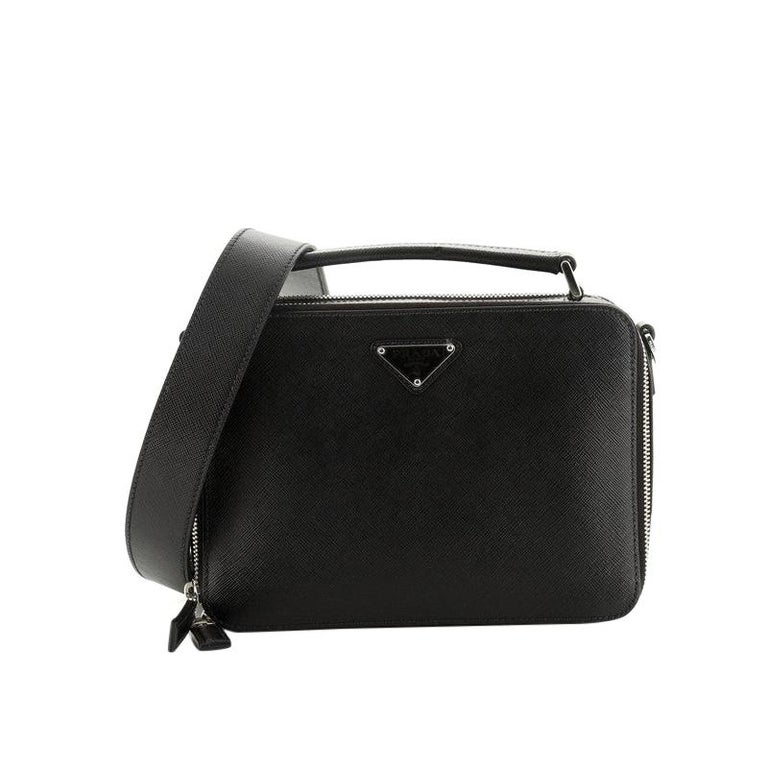 Shop PRADA Classic Small Saffiano leather Prada Brique bag