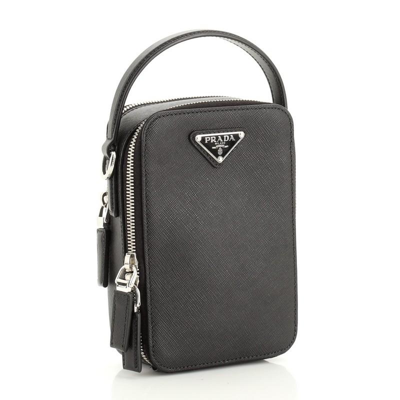 Prada Brique Leather / Nylon Cross-Body Bag Black