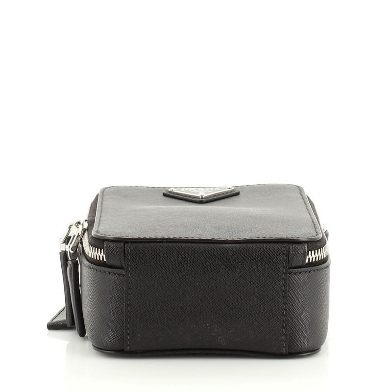 Black Prada Brique Crossbody Bag Saffiano Leather Medium