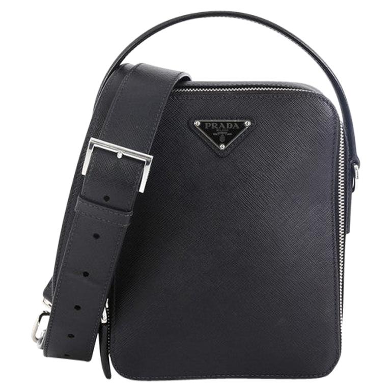 Prada Black Brique Saffiano Leather Bag for Men