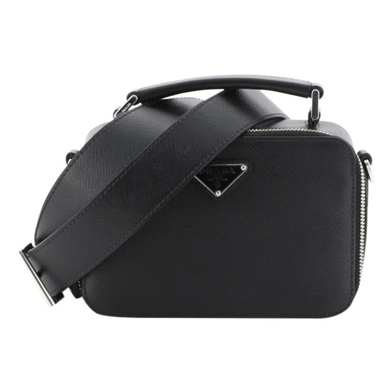 Prada Black Saffiano Leather Brique Messenger Bag Prada