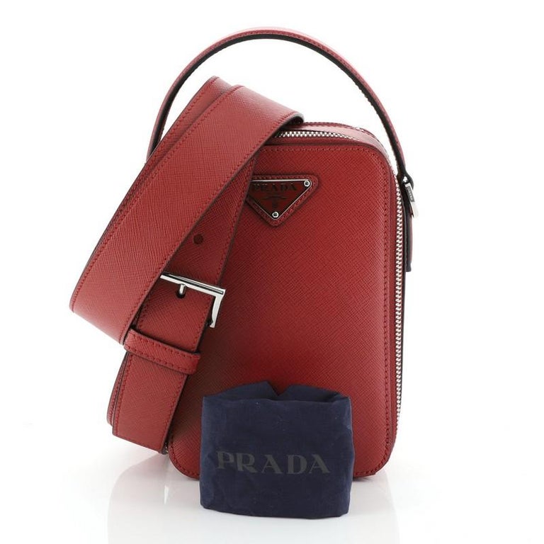 Prada Men's Brique Saffiano Leather Crossbody Bag