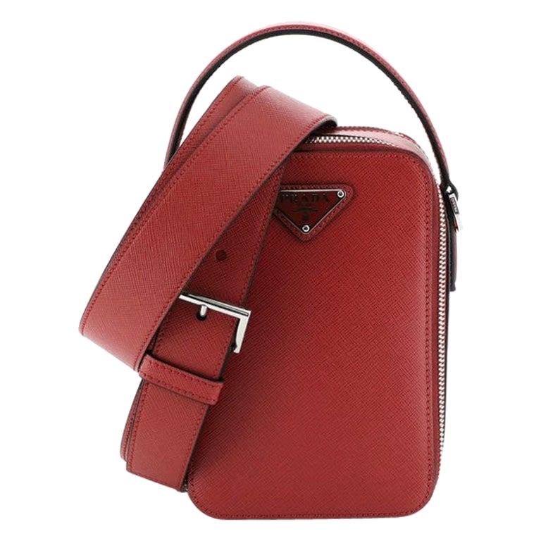 Prada Brique Vertical Crossbody Bag Saffiano Leather Small For Sale at 1stdibs