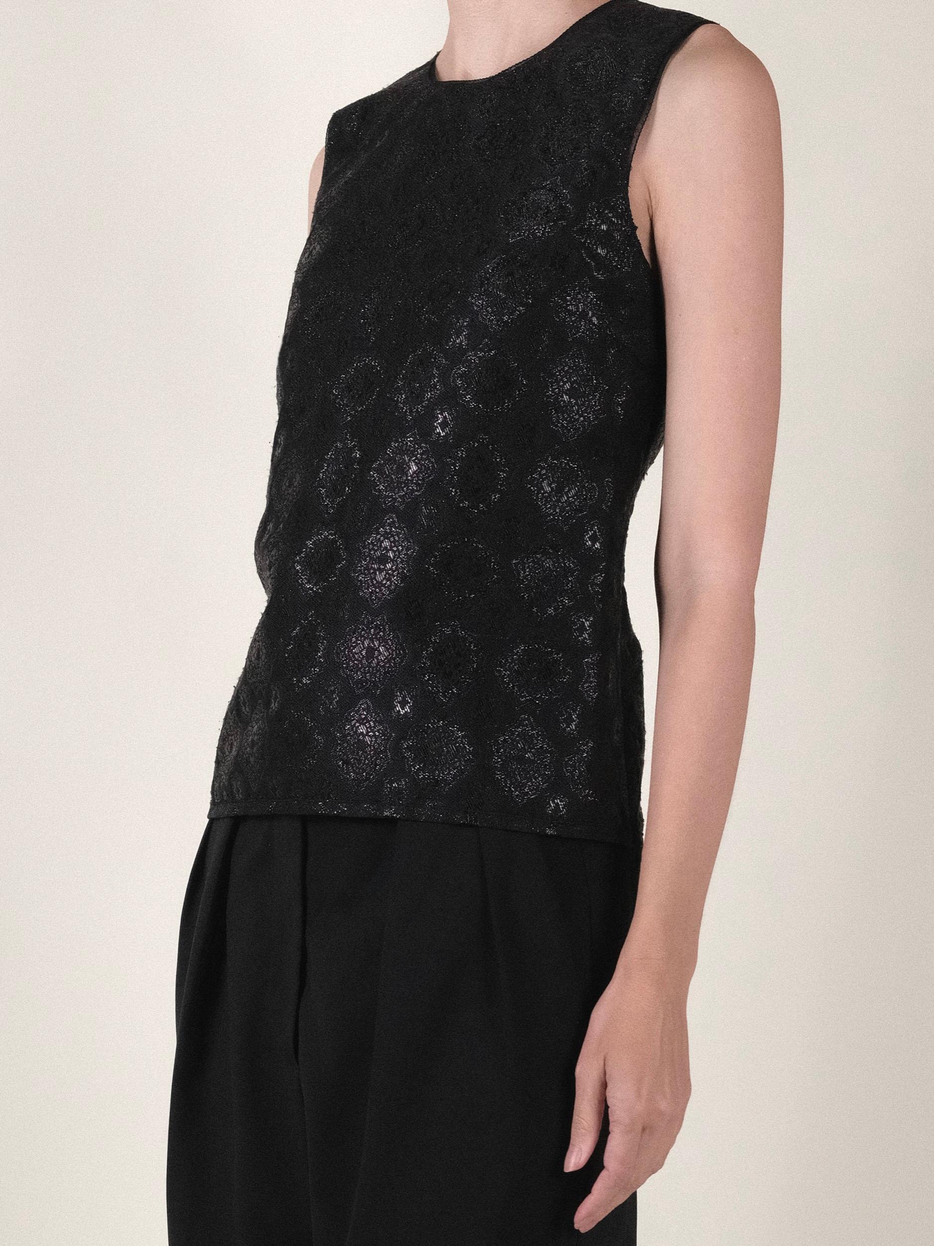 Prada Brocade Top Metallic Black Silk SS08 Size 38 For Sale 10