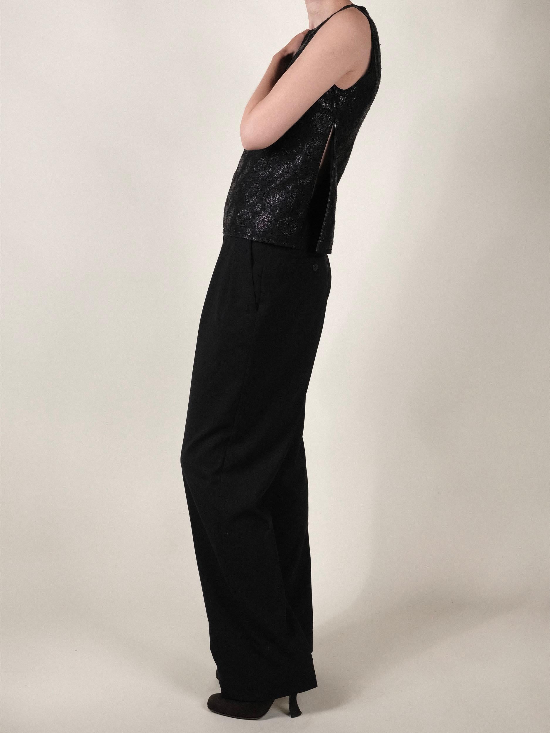 Women's Prada Brocade Top Metallic Black Silk SS08 Size 38 For Sale