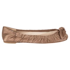 PRADA bronze BOW SATIN Ballet Flats Shoes 39