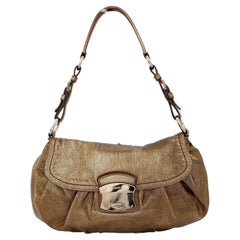 Prada Bronze Leather Flap Shoulder Bag 2000s