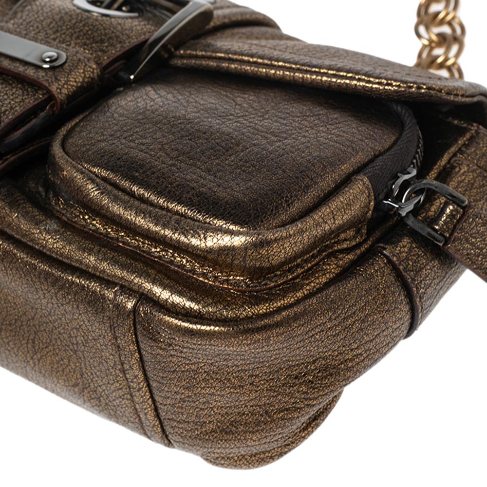 Prada Bronze Leather Sandalo Mini Pocket Shoulder Bag 4