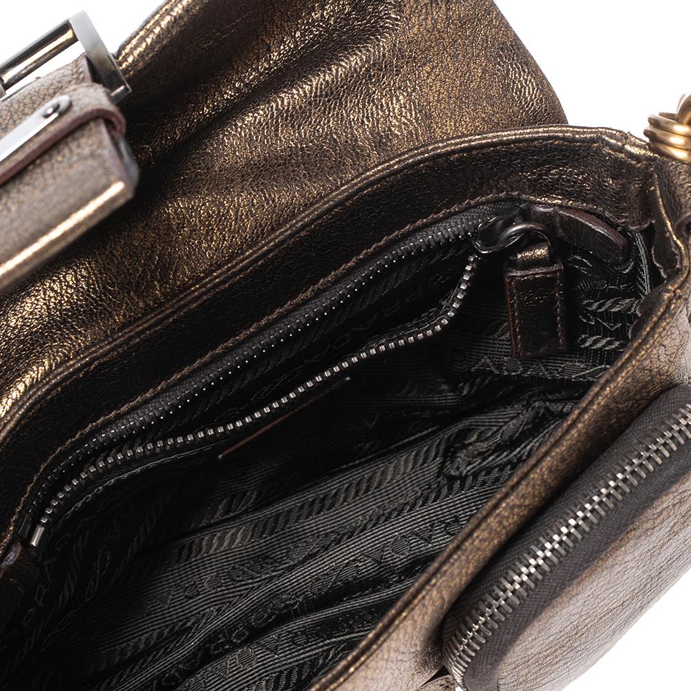 Prada Bronze Leather Sandalo Mini Pocket Shoulder Bag 5