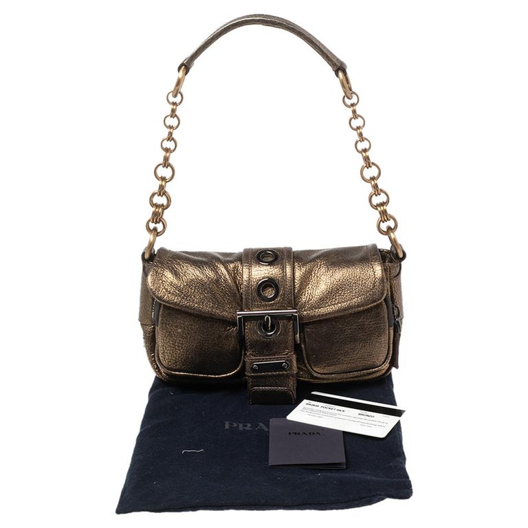 Prada Vintage - Leather Chain Shoulder Bag - Brown - Leather