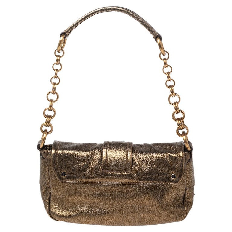 Prada Bronze Leather Sandalo Mini Pocket Shoulder Bag at 1stDibs