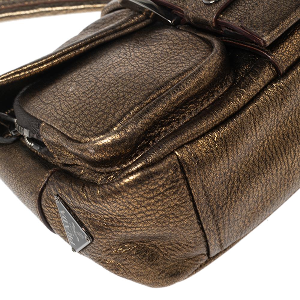 Prada Bronze Leather Sandalo Mini Pocket Shoulder Bag 3