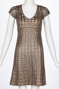 Prada Bronze Metallic Crochet Dress, 2000s