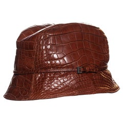 Used Prada brown alligator bucket hat, fw 2003