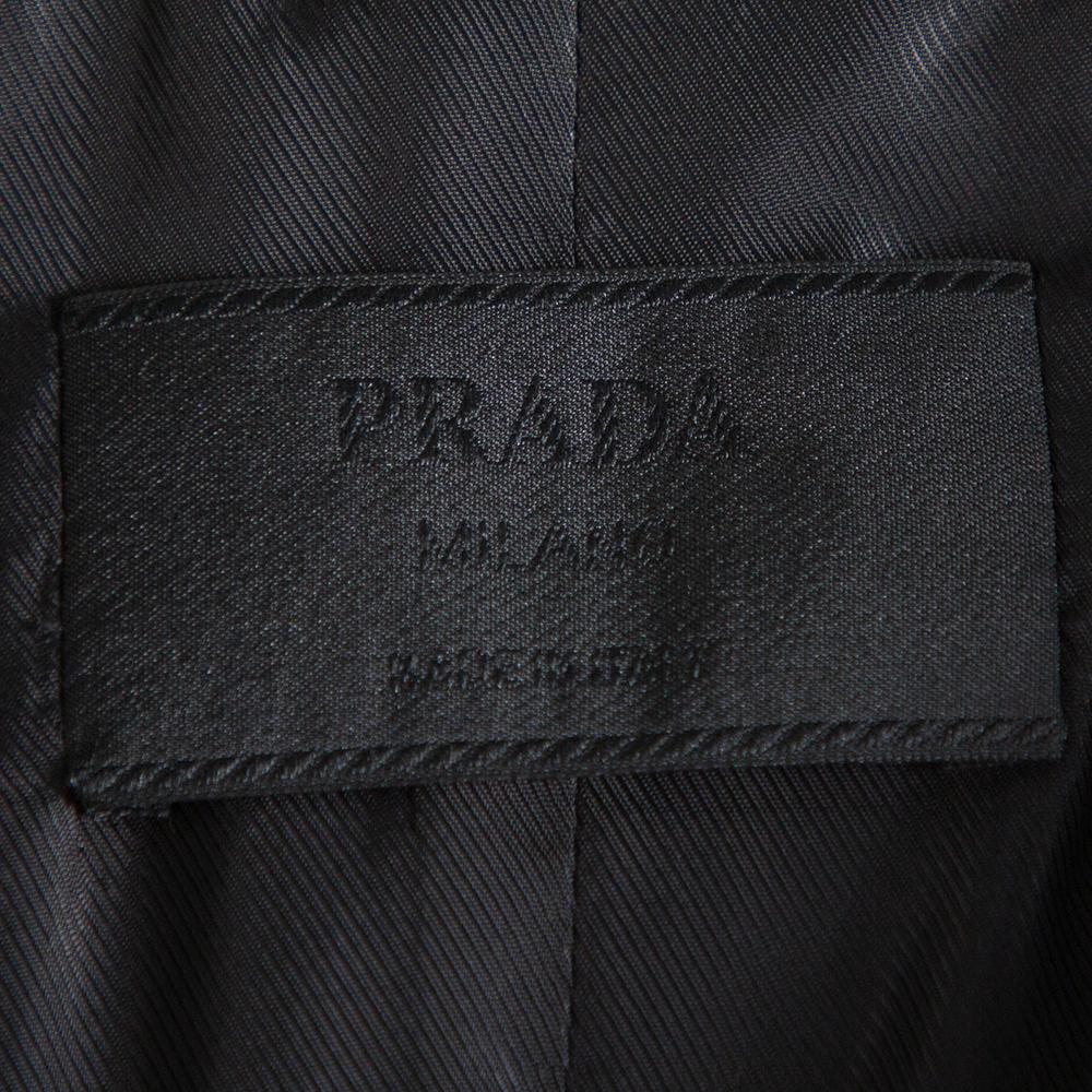 Prada Brown Animal Printed Synthetic Belted Double Breasted Trench Coat M In Excellent Condition In Dubai, Al Qouz 2