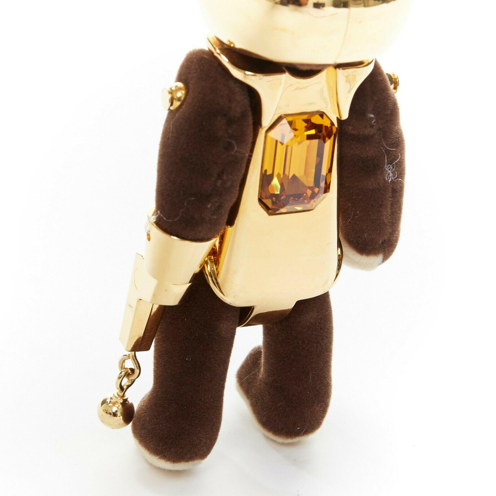 PRADA brown bear gold robot yellow crystal keyring keychain charm In Excellent Condition In Hong Kong, NT