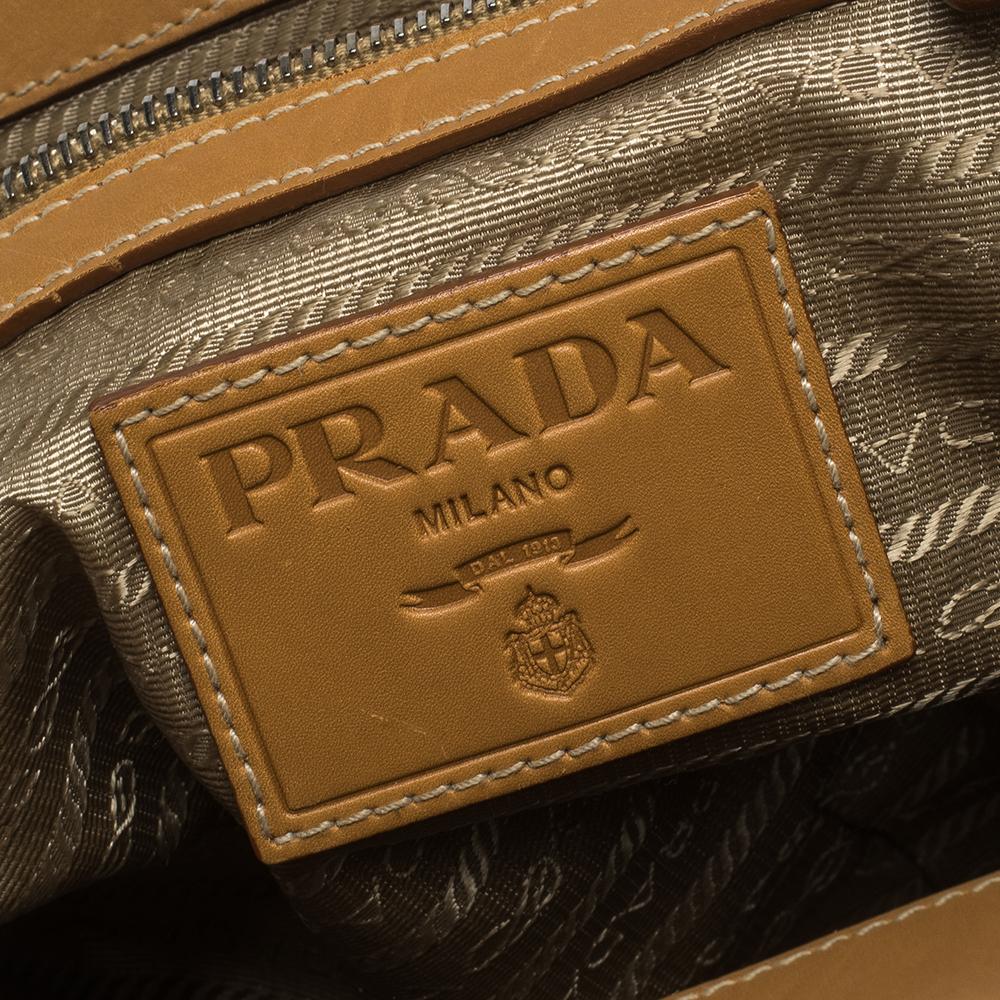 Prada Braun/Beige Canvas und Lederrahmen Doctor Satchel 2