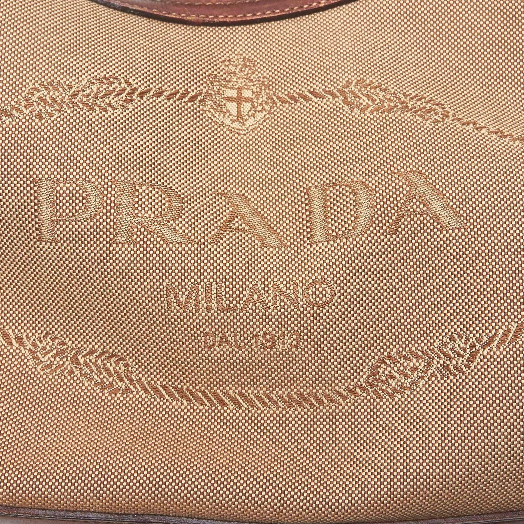 Prada Brown Beige Canvas Fabric Canapa Shoulder Bag Italy For Sale 7