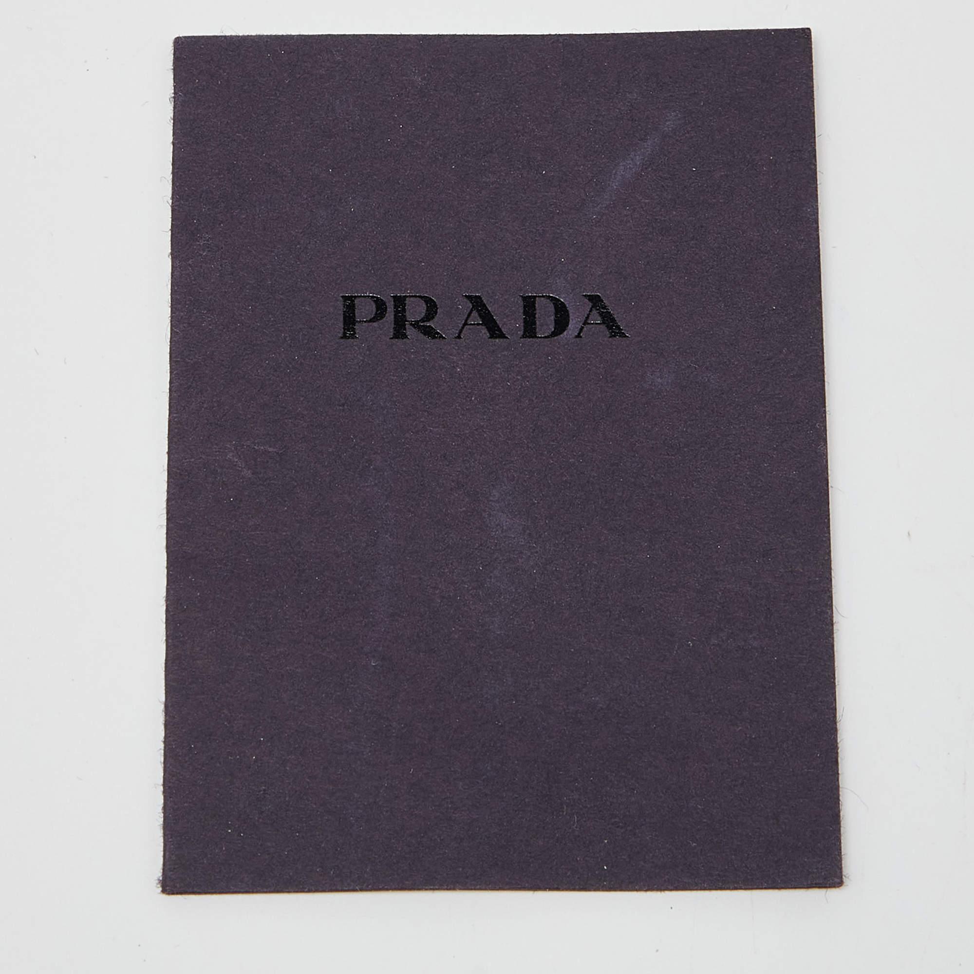 Prada Brown/Beige Embroidered Fabric Frame Clutch 2