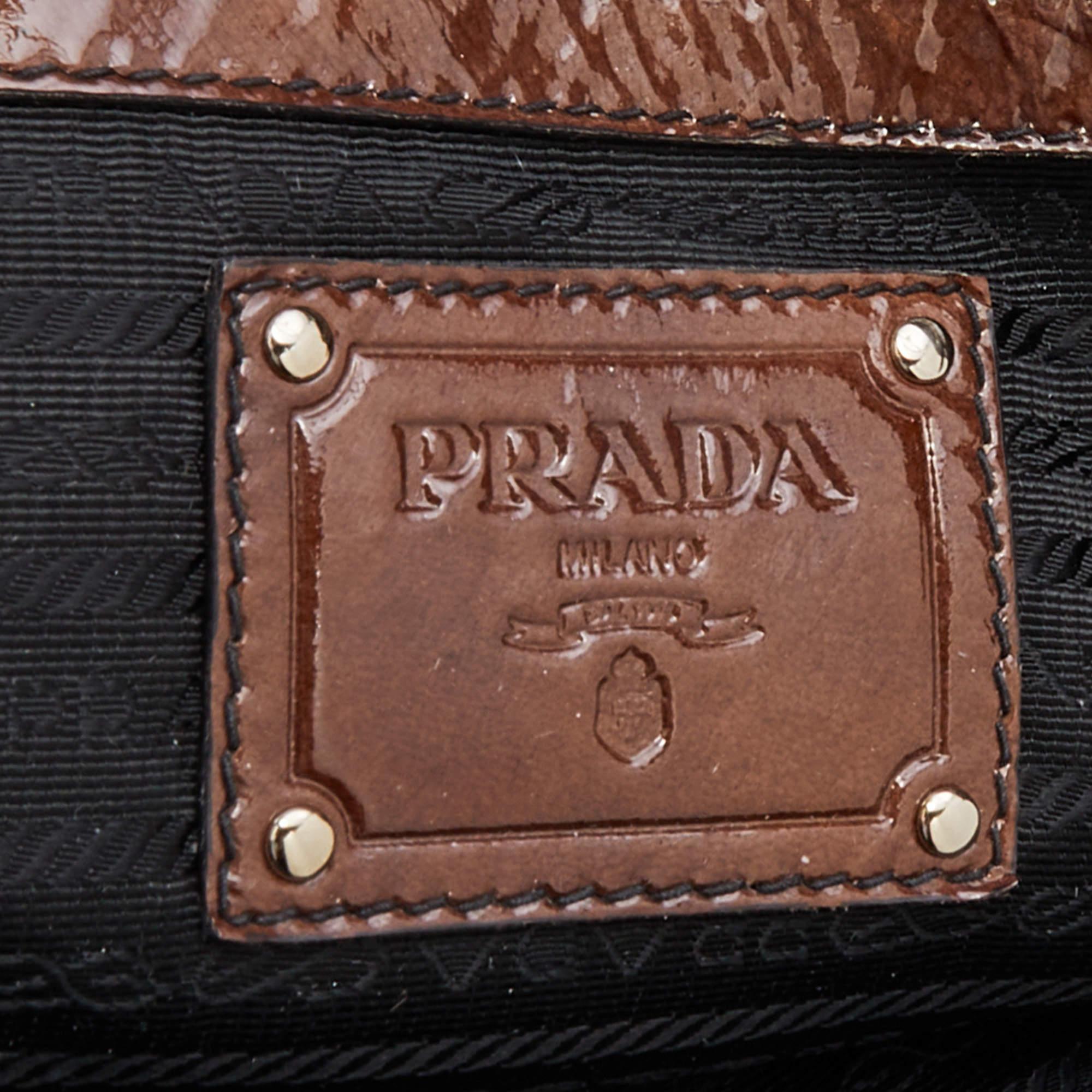 Women's Prada Brown/Beige Ombre Patent Leather Sfumata Satchel