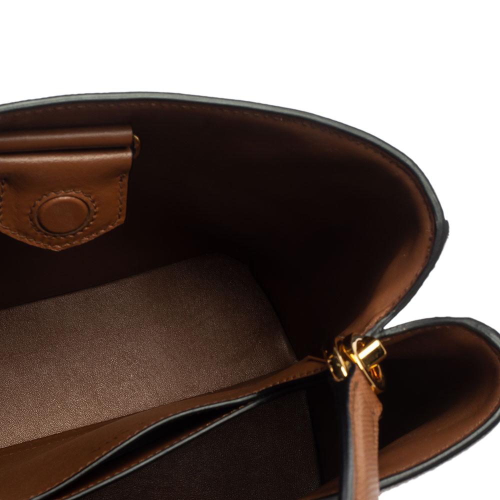 Prada Brown/Beige Raffia and Leather Medium Panier Top Handle Bag 5