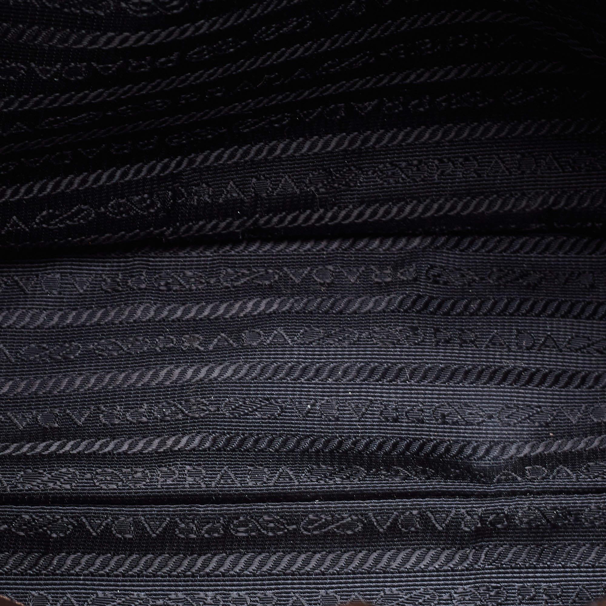 Prada Brown/Black Saffiano Leather Medium Galleria Double Zip Tote 11
