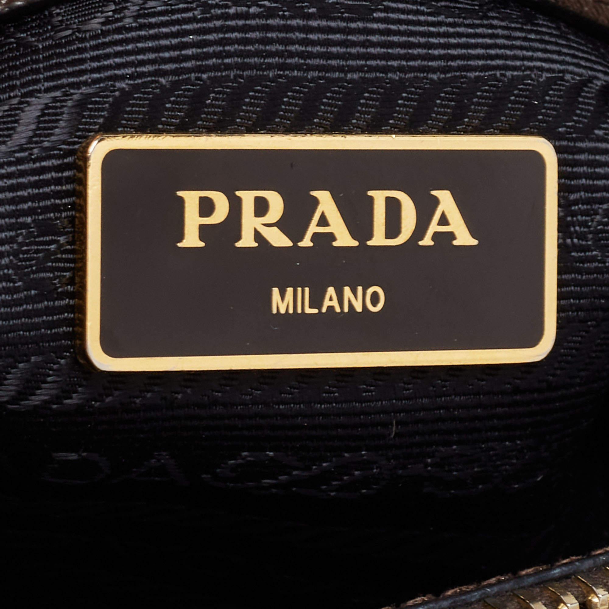 Prada Brown/Black Saffiano Leather Medium Galleria Double Zip Tote 13