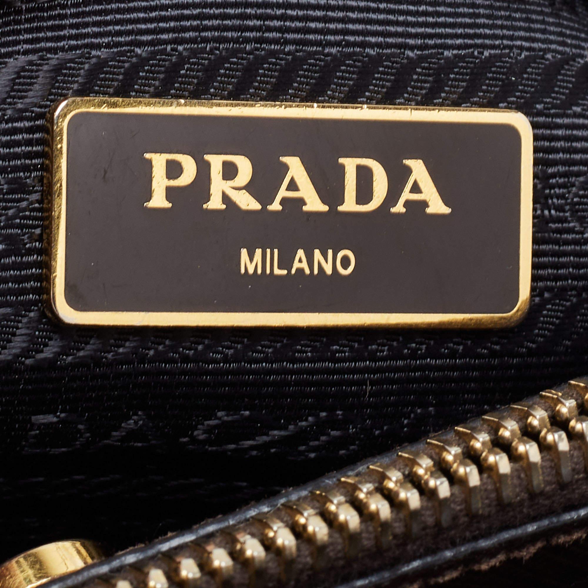 Prada Brown/Black Saffiano Leather Medium Galleria Double Zip Tote 4