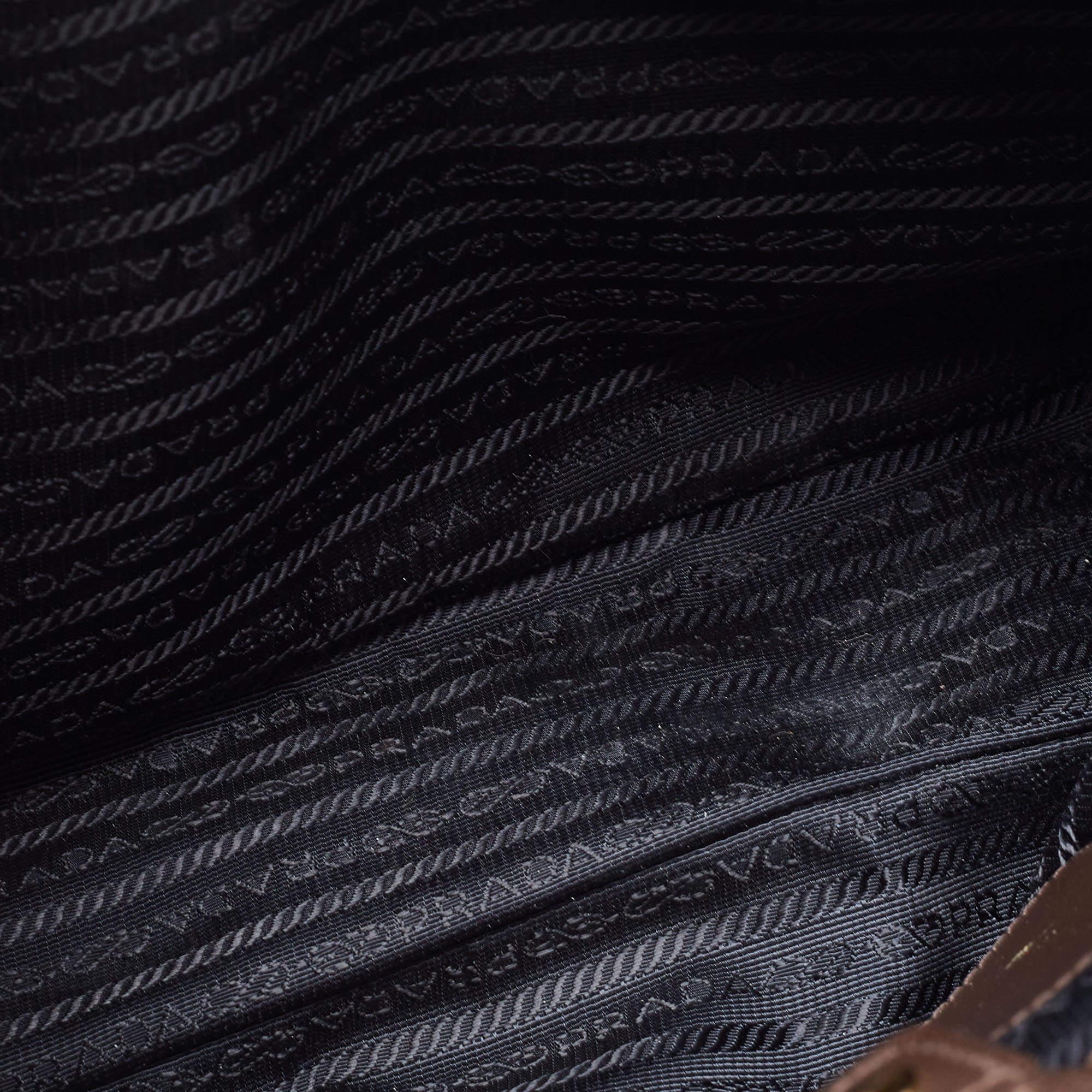 Prada Brown/Black Saffiano Leather Medium Galleria Double Zip Tote 5