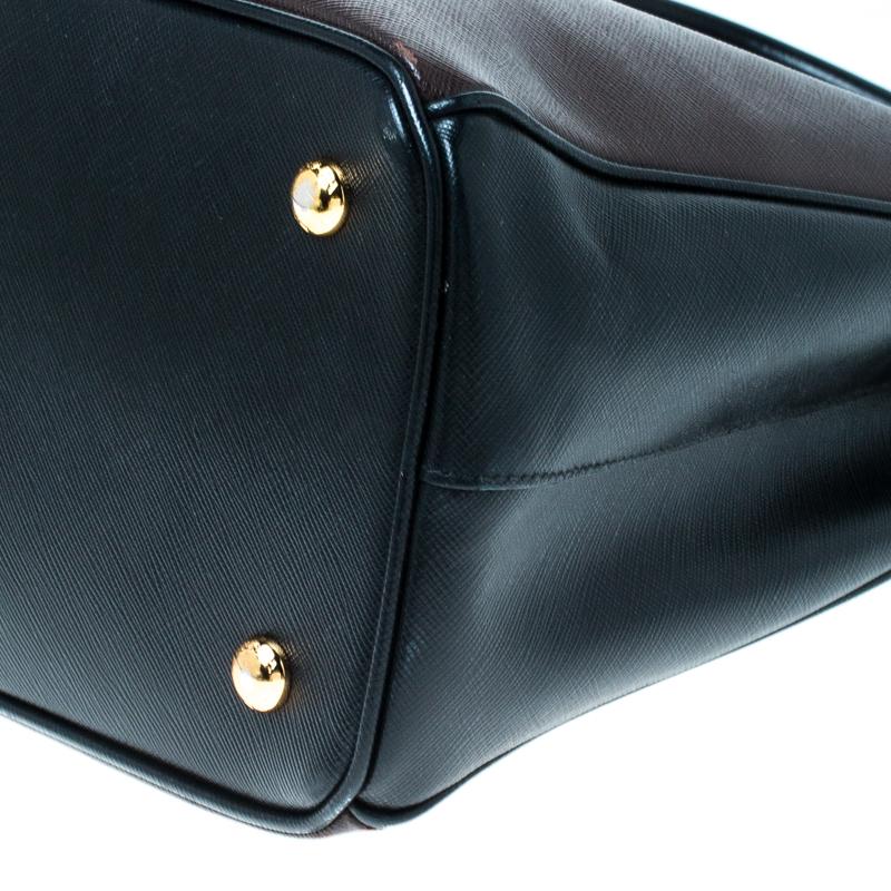Prada Brown/Black Saffiano Lux Leather Medium Tote 6