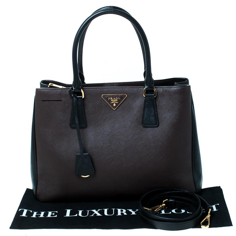 Prada Brown/Black Saffiano Lux Leather Medium Tote 8