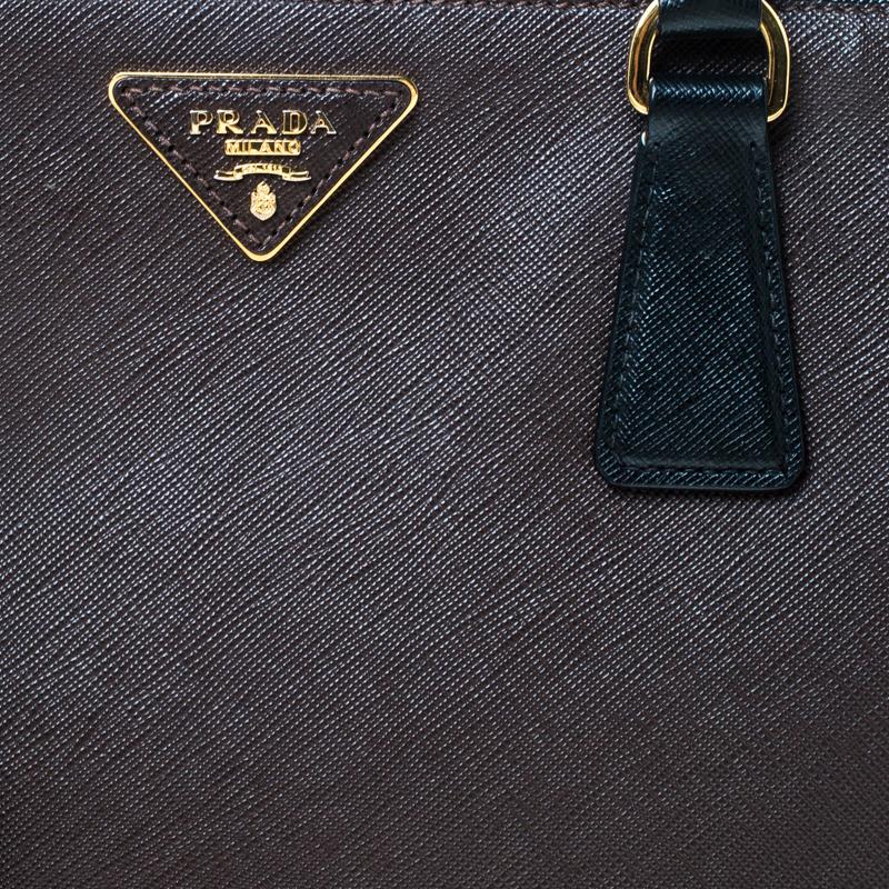 Prada Brown/Black Saffiano Lux Leather Medium Tote 2
