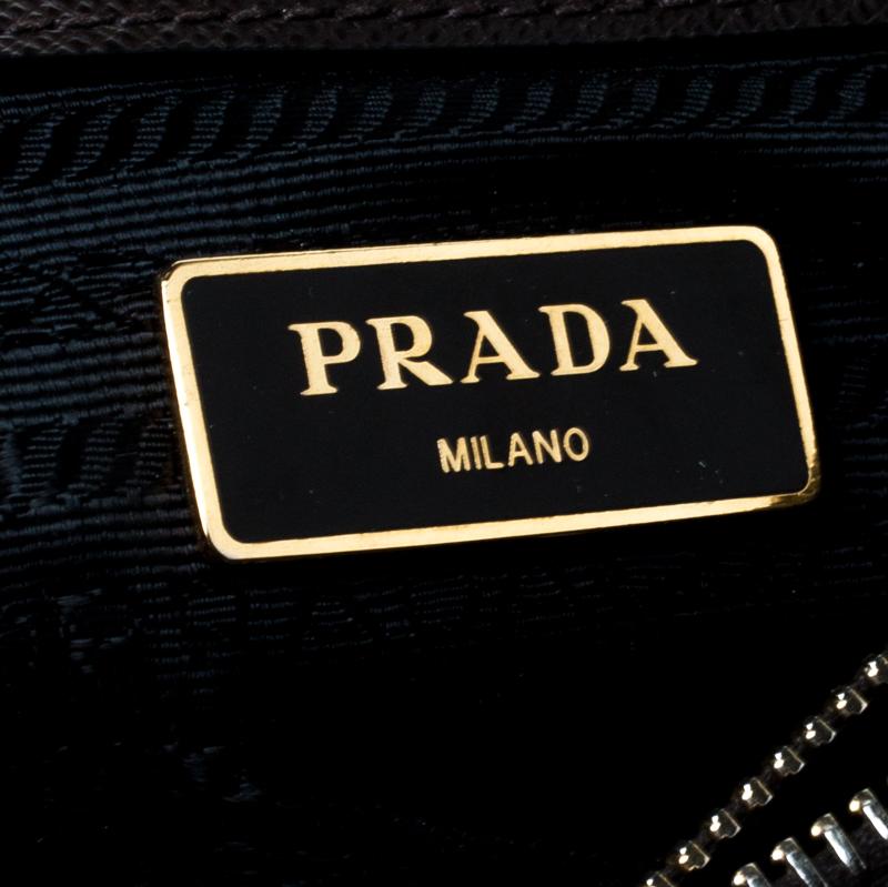 Prada Brown/Black Saffiano Lux Leather Medium Tote 4