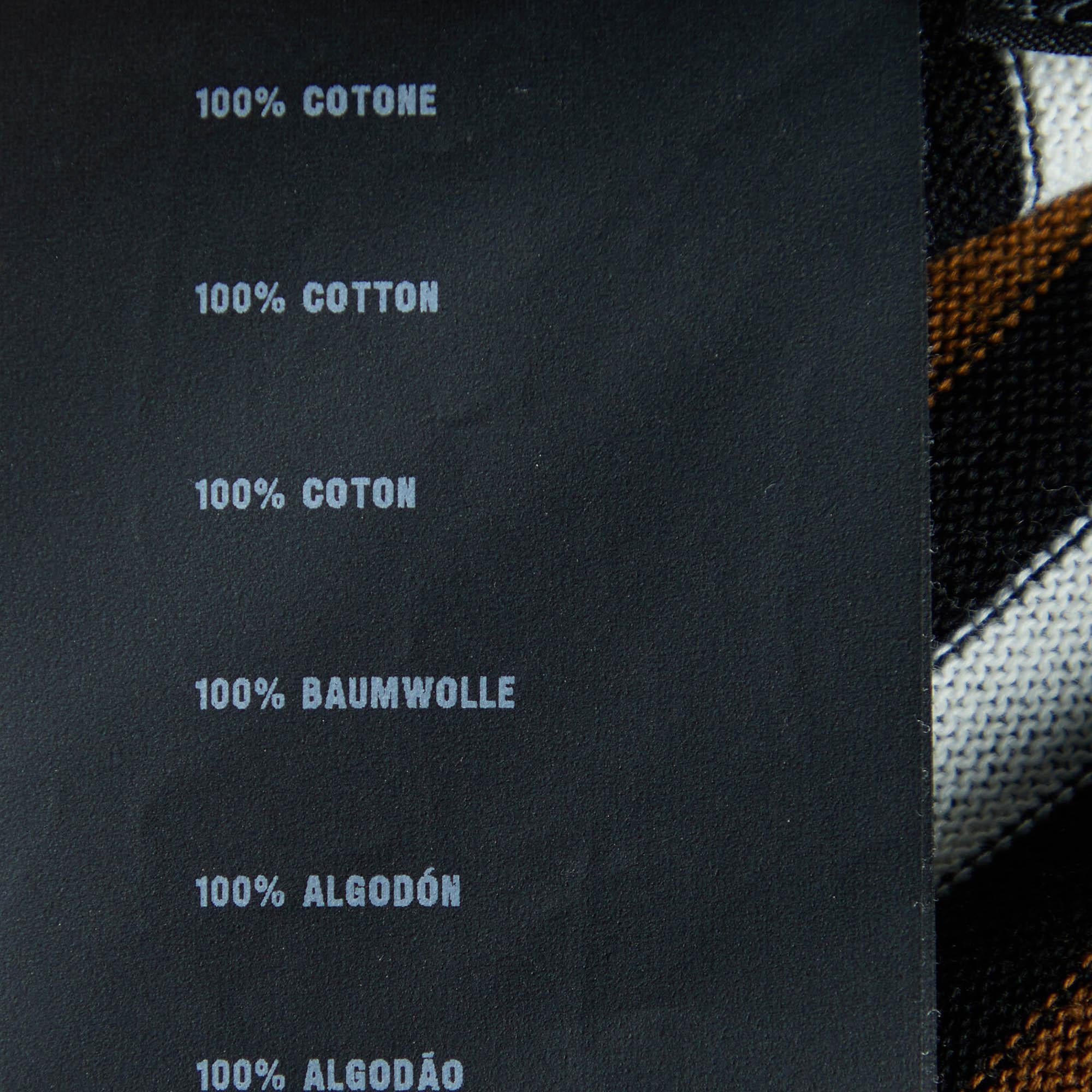 Prada Brown/Black Striped Cotton Knit Short Sleeve Top M For Sale 1
